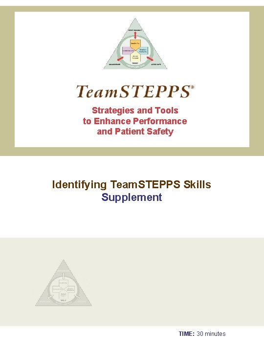 Strategies and Tools to Enhance Performance and Patient Safety Identifying Team. STEPPS Skills Supplement