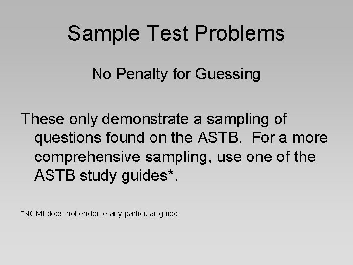 ASTB REVIEW The Test Math Skills Test MST