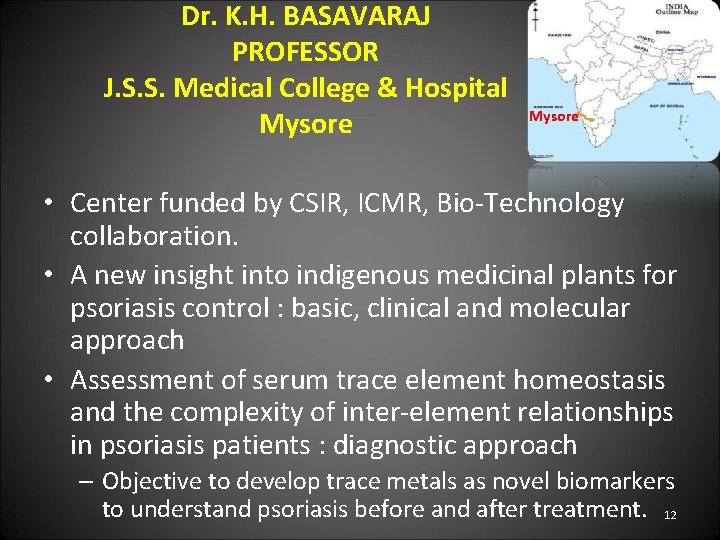 Dr. K. H. BASAVARAJ PROFESSOR J. S. S. Medical College & Hospital Mysore •