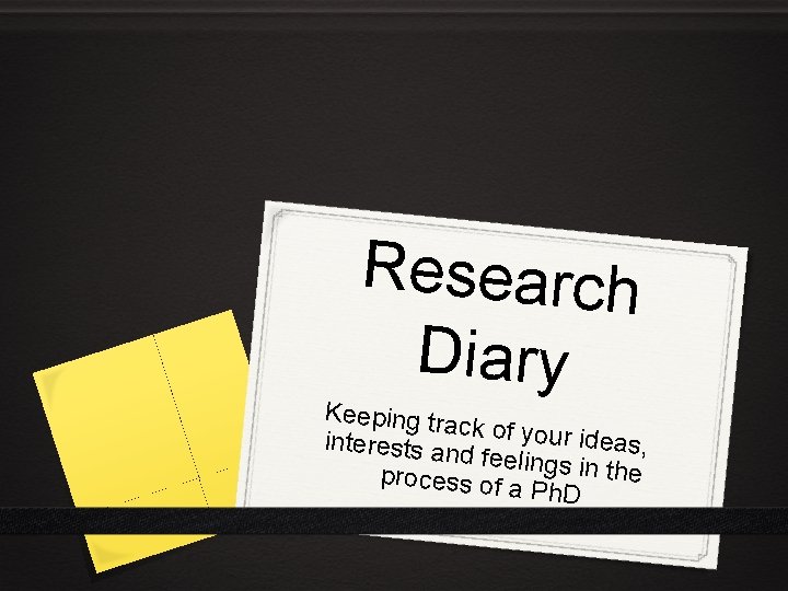 Research Diary Keeping tra c interests an k of your ideas, d feelings in