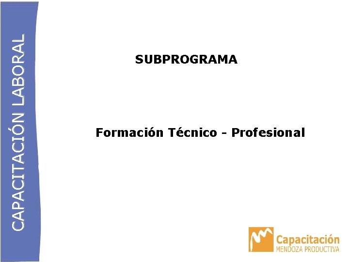 CAPACITACIÓN LABORAL SUBPROGRAMA Formación Técnico - Profesional 