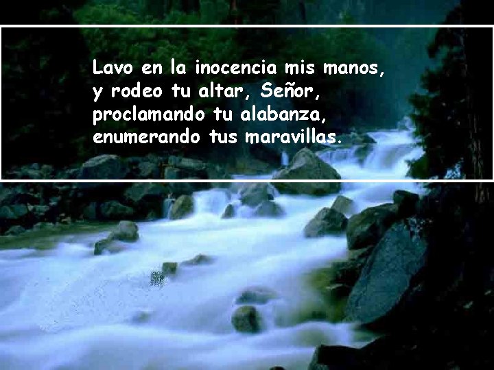 Lavo en la inocencia mis manos, y rodeo tu altar, Señor, proclamando tu alabanza,