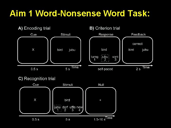 Aim 1 Word-Nonsense Word Task: 
