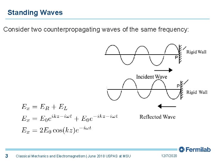 Standing Waves Consider two counterpropagating waves of the same frequency: 3 Classical Mechanics and