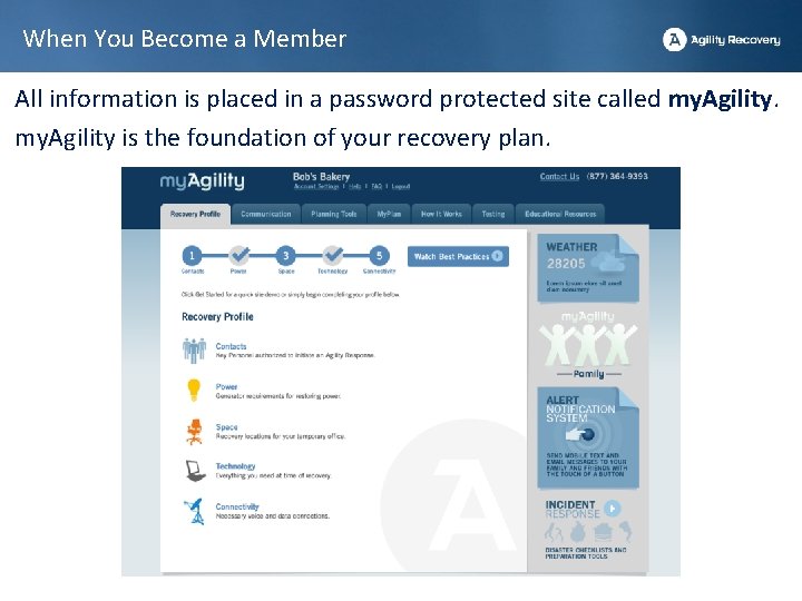 When You Become a Member All information is placed in a password protected site