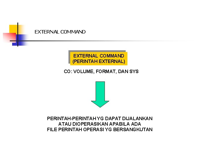 EXTERNAL COMMAND (PERINTAH EXTERNAL) CO: VOLUME, FORMAT, DAN SYS PERINTAH-PERINTAH YG DAPAT DIJALANKAN ATAU