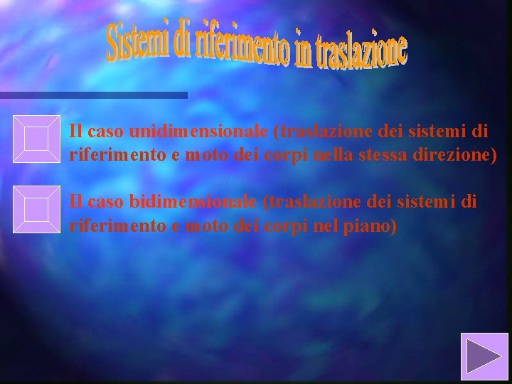 Il caso unidimensionale (traslazione dei sistemi di riferimento e moto dei corpi nella stessa