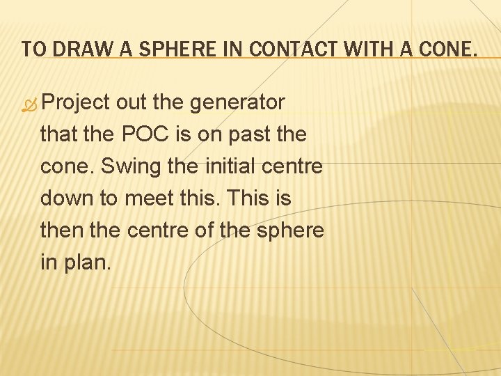 TO DRAW A SPHERE IN CONTACT WITH A CONE. Project out the generator that