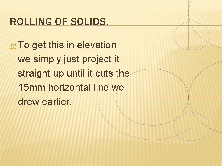 ROLLING OF SOLIDS. To get this in elevation we simply just project it straight