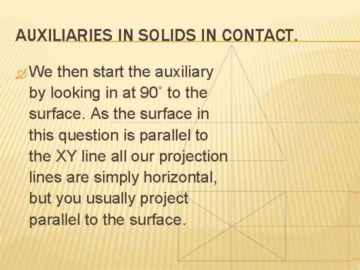 AUXILIARIES IN SOLIDS IN CONTACT. We then start the auxiliary by looking in at