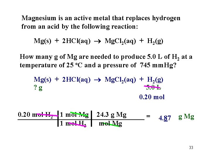 Magnesium is an active metal that replaces hydrogen from an acid by the following