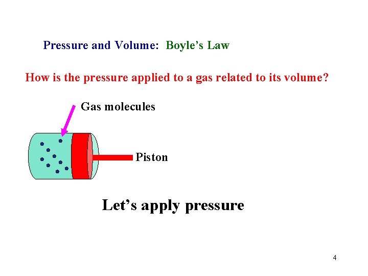 Pressure and Volume: Boyle’s Law How is the pressure applied to a gas related