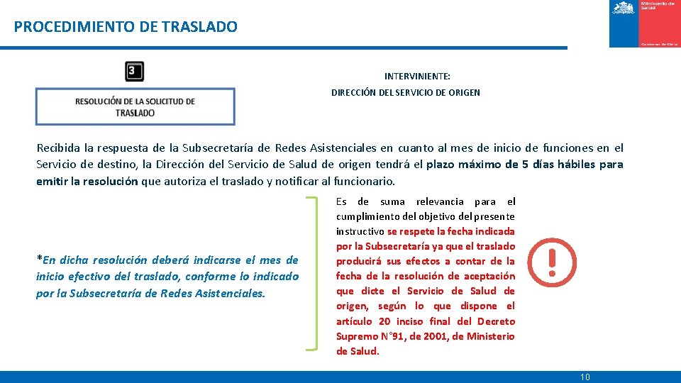  PROCEDIMIENTO DE TRASLADO INTERVINIENTE: DIRECCIÓN DEL SERVICIO DE ORIGEN Recibida la respuesta de