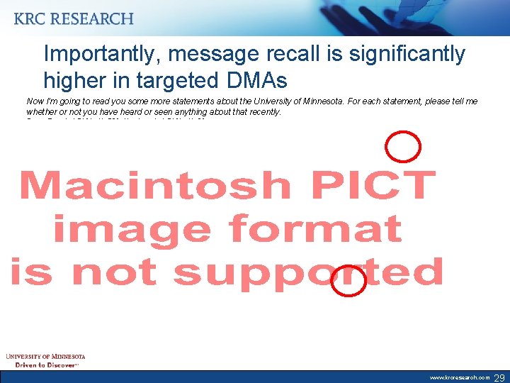 Importantly, message recall is significantly higher in targeted DMAs Now I’m going to read