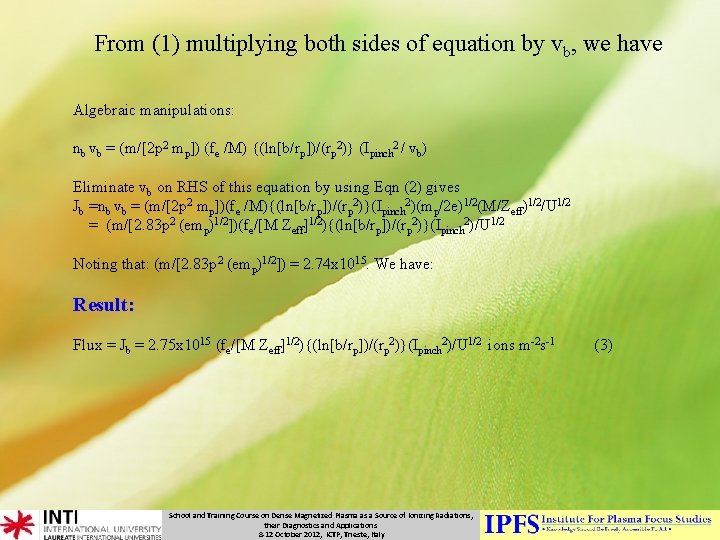 From (1) multiplying both sides of equation by vb, we have Algebraic manipulations: nb