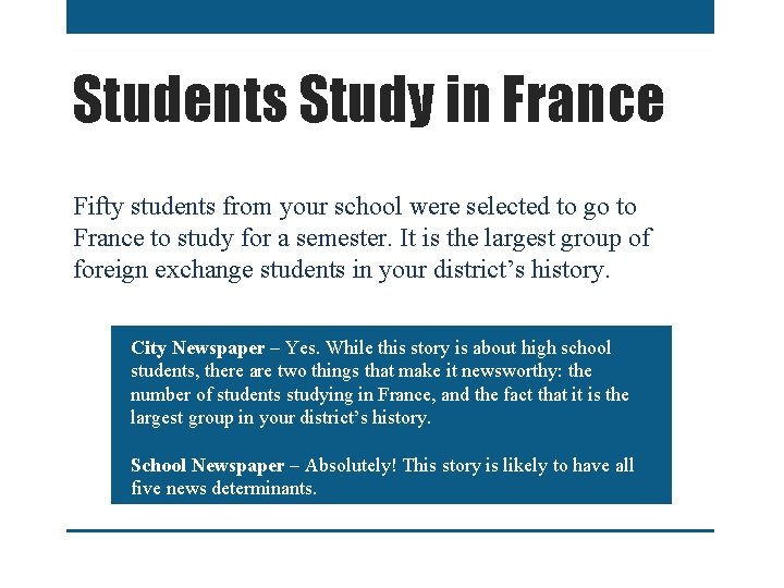 Students Study in France Fifty students from your school were selected to go to