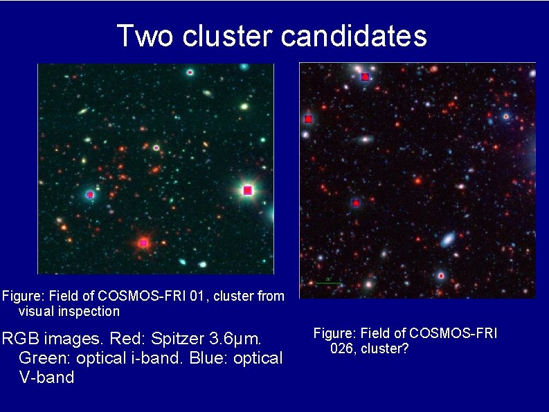 Two cluster candidates Figure: Field of COSMOS-FRI 01, cluster from visual inspection RGB images.