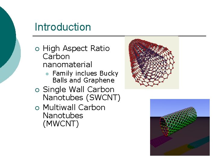 An Introduction to Carbon Nanotubes John Sinclair Outline