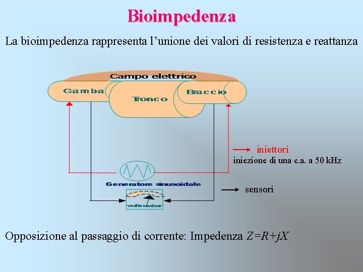 Bioimpedenza La bioimpedenza rappresenta l’unione dei valori di resistenza e reattanza iniettori iniezione di