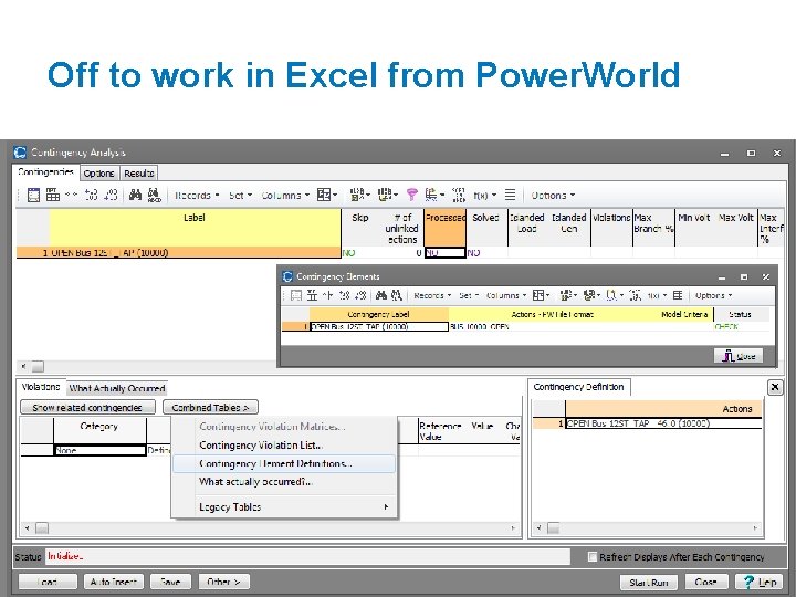 Off to work in Excel from Power. World 