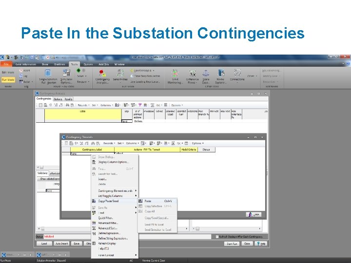 Paste In the Substation Contingencies 