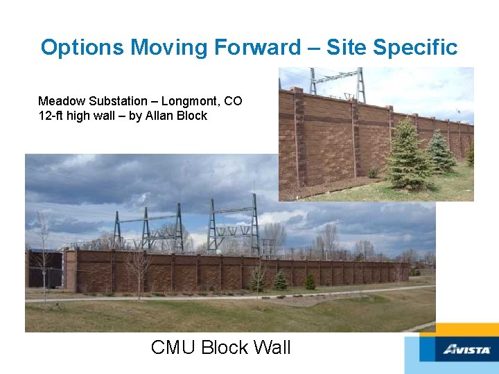 Options Moving Forward – Site Specific Meadow Substation – Longmont, CO 12 -ft high