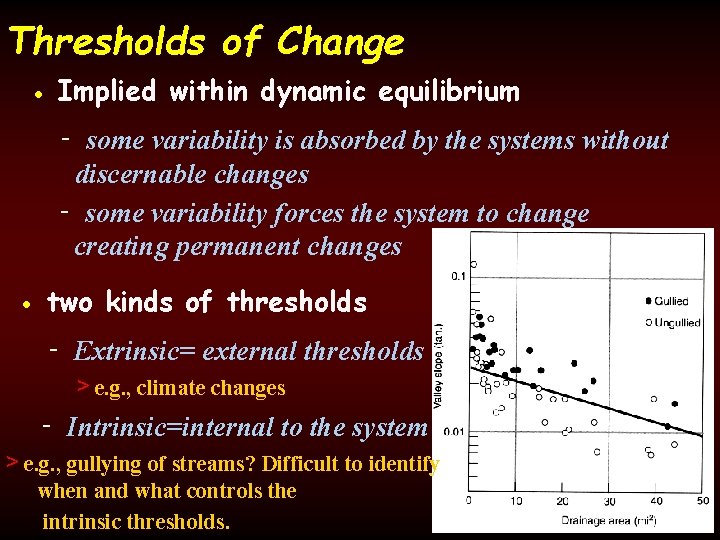 Thresholds of Change • Implied within dynamic equilibrium - some variability is absorbed by