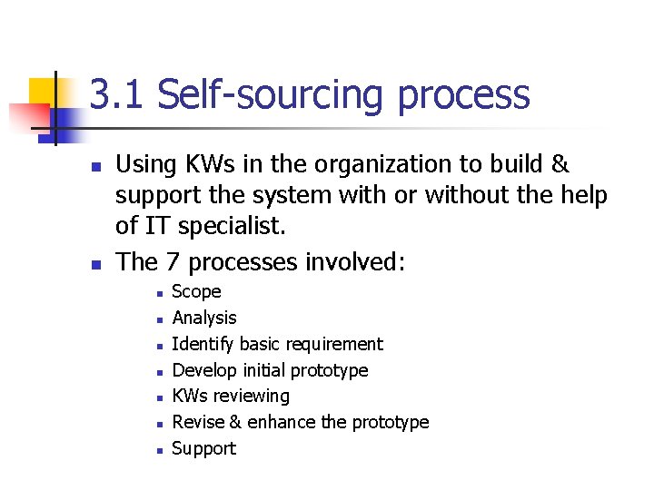 3. 1 Self-sourcing process n n Using KWs in the organization to build & 3. 1 Self-sourcing process n n Using KWs in the organization to build &