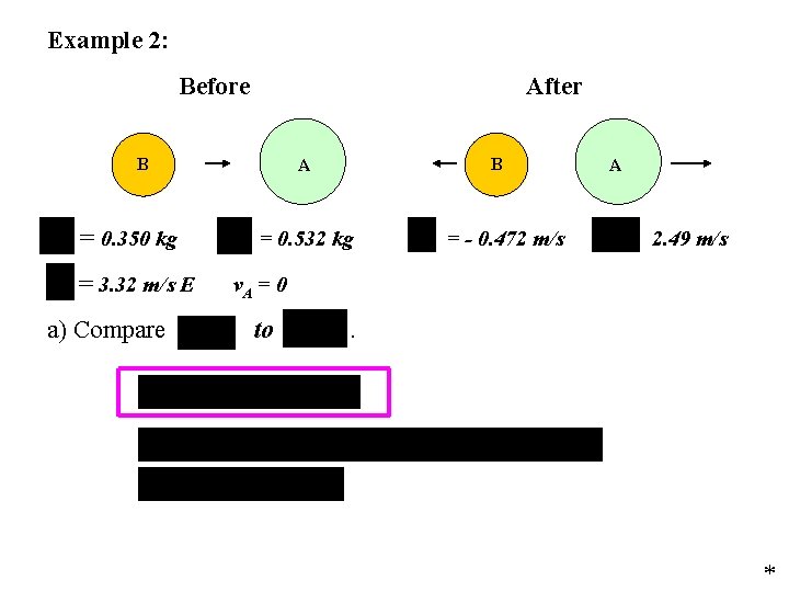 Example 2: Before B After A B A = 0. 350 kg = 0.