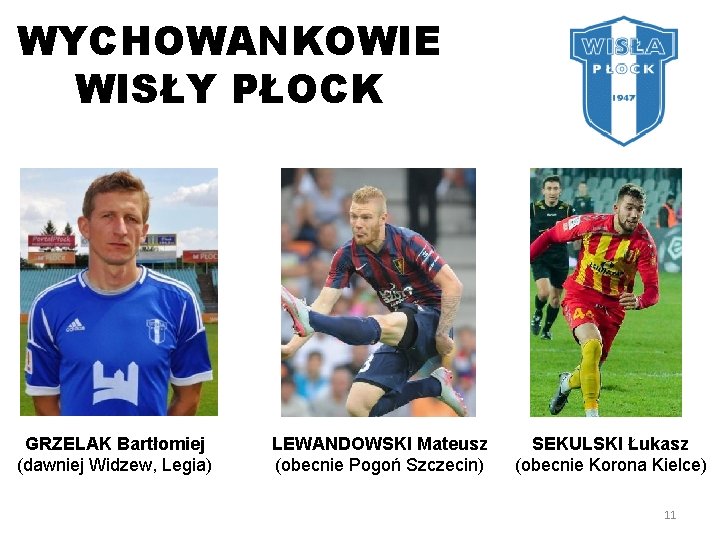 WYCHOWANKOWIE WISŁY PŁOCK GRZELAK Bartłomiej (dawniej Widzew, Legia) LEWANDOWSKI Mateusz (obecnie Pogoń Szczecin) SEKULSKI