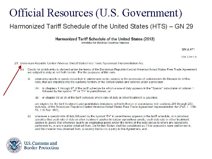 Official Resources (U. S. Government) Harmonized Tariff Schedule of the United States (HTS) –