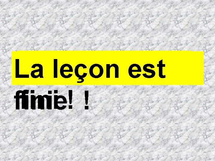 La leçon est La fini ! ! finie 