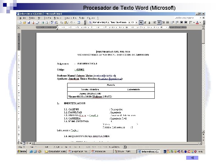 Procesador de Texto Word (Microsoft) 