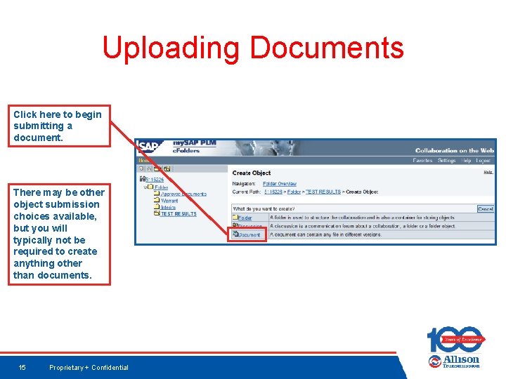 Uploading Documents Click here to begin submitting a document. There may be other object