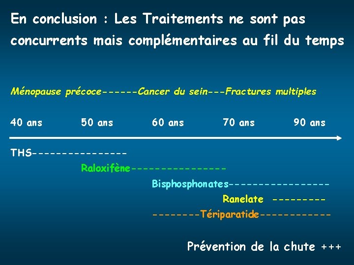 En conclusion : Les Traitements ne sont pas concurrents mais complémentaires au fil du