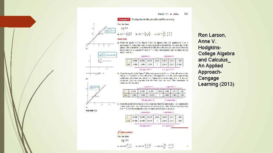 Ron Larson, Anne V. Hodgkins. College Algebra and Calculus_ An Applied Approach. Cengage Learning