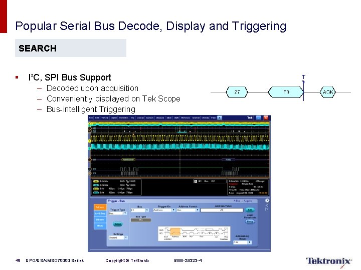 Popular Serial Bus Decode, Display and Triggering SEARCH § I 2 C, SPI Bus