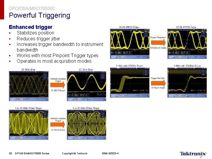DPO/DSA/MSO 70000 C Powerful Triggering Enhanced trigger § § § 52 Stabilizes position Reduces