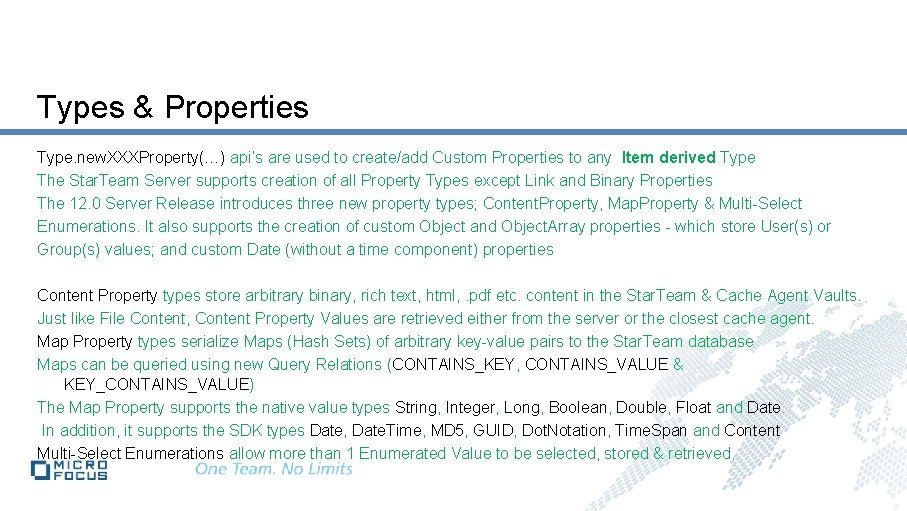 Types & Properties Type. new. XXXProperty(…) api’s are used to create/add Custom Properties to