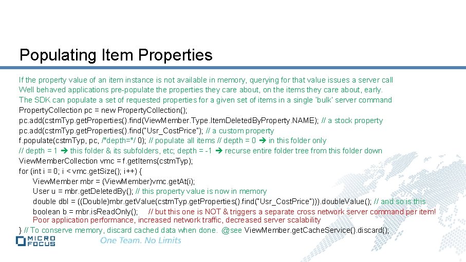 Populating Item Properties If the property value of an item instance is not available