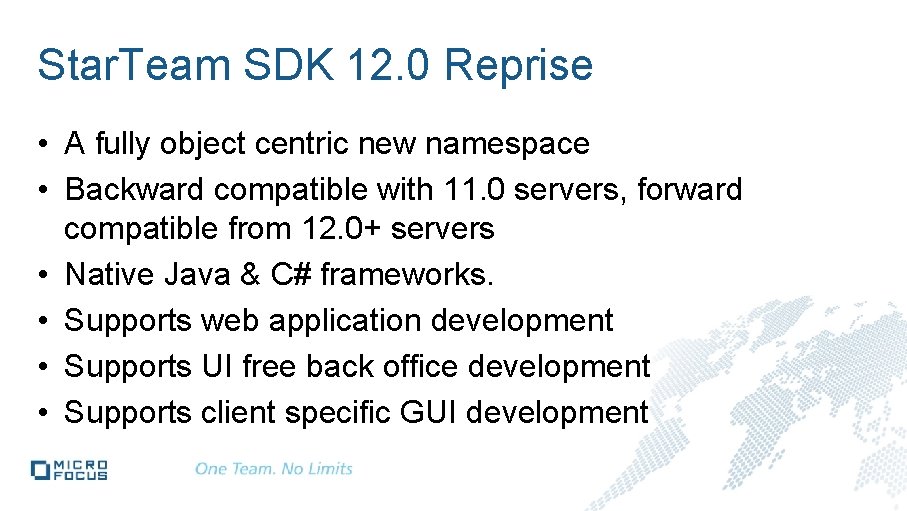Star. Team SDK 12. 0 Reprise • A fully object centric new namespace •
