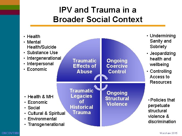 IPV and Trauma in a Broader Social Context • Health • Mental Health/Suicide •