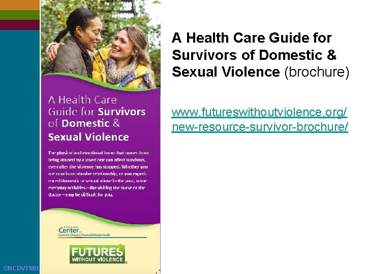 A Health Care Guide for Survivors of Domestic & Sexual Violence (brochure) www. futureswithoutviolence.