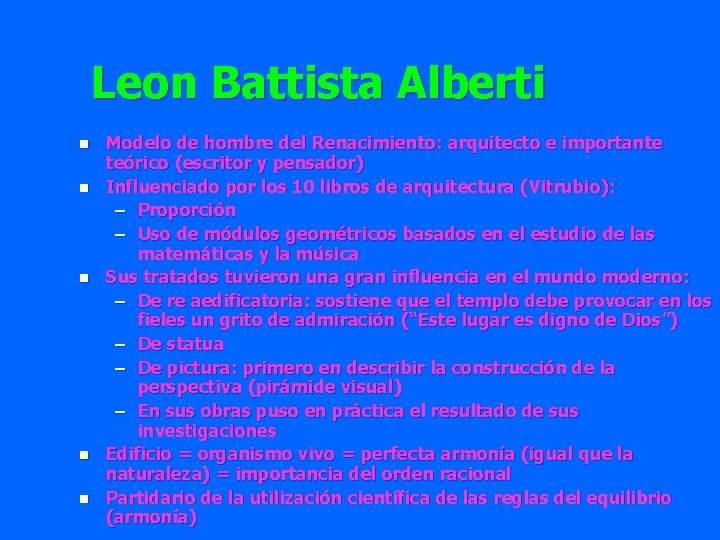 Leon Battista Alberti n n n Modelo de hombre del Renacimiento: arquitecto e importante