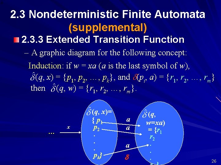 2. 3 Nondeterministic Finite Automata (supplemental) 2. 3. 3 Extended Transition Function – A