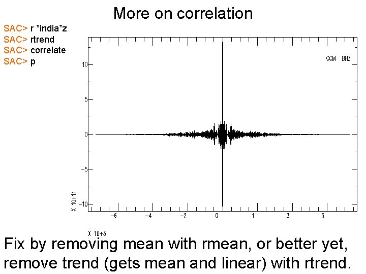 More on correlation SAC> r *india*z SAC> rtrend SAC> correlate SAC> p Fix by