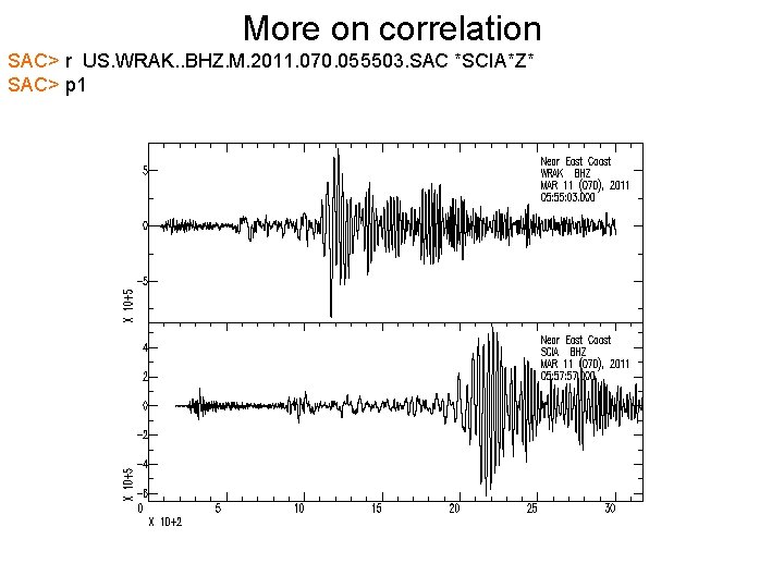 More on correlation SAC> r US. WRAK. . BHZ. M. 2011. 070. 055503. SAC