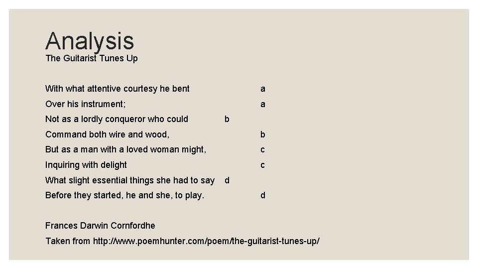 Analysis The Guitarist Tunes Up With what attentive courtesy he bent a Over his Analysis The Guitarist Tunes Up With what attentive courtesy he bent a Over his