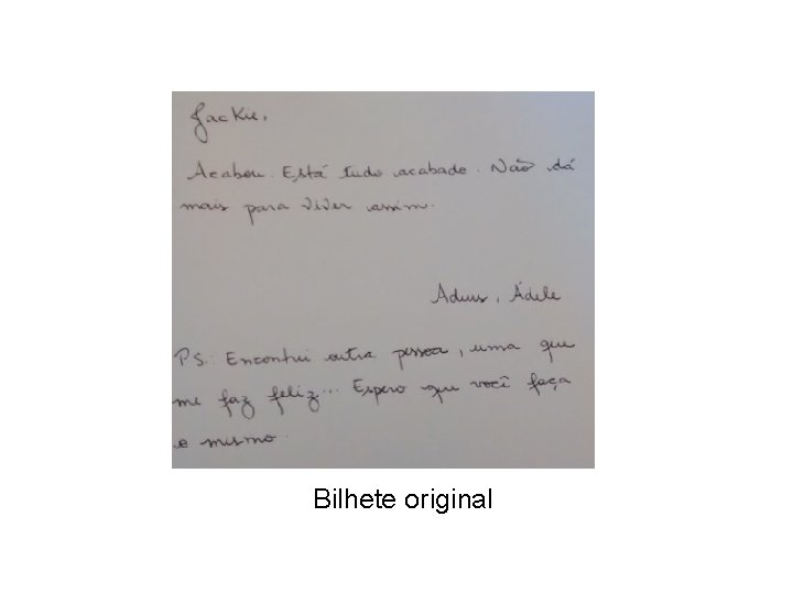 Bilhete original 