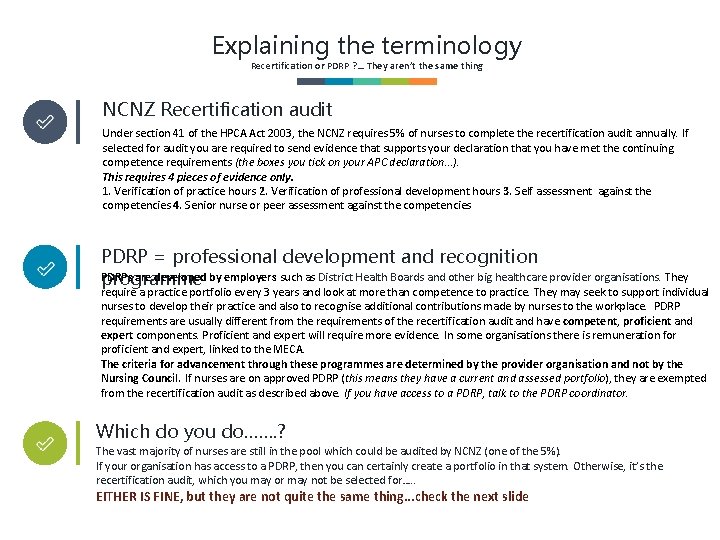 Explaining the terminology Recertification or PDRP ? … They aren’t the same thing NCNZ